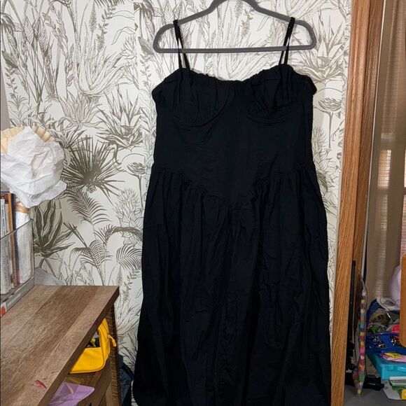 Future Collective XXL Elegant Black Bubble Corset Maxi strap Dress - Picture 2 of 7